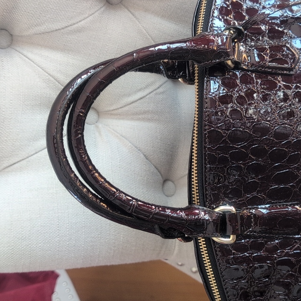 Brahmin Glossy Burgundy Color Croc-Embossed Tote - Picture 5 of 14